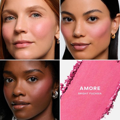 Saie SuperSuede Baked Blush - Talc-Free Hydrating Powder Blush with Hyaluronic Acid - Amore (0.1 Ounce)