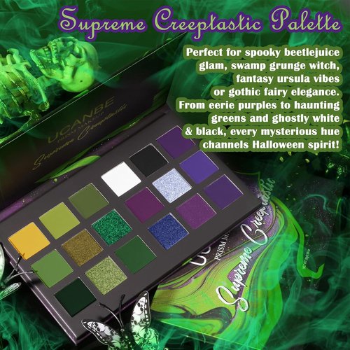 Skiennix Goth Eyeshadow Palette - 18 Colors Matte & Shimmer for Halloween & Cosplay | Bright & Dark Shades