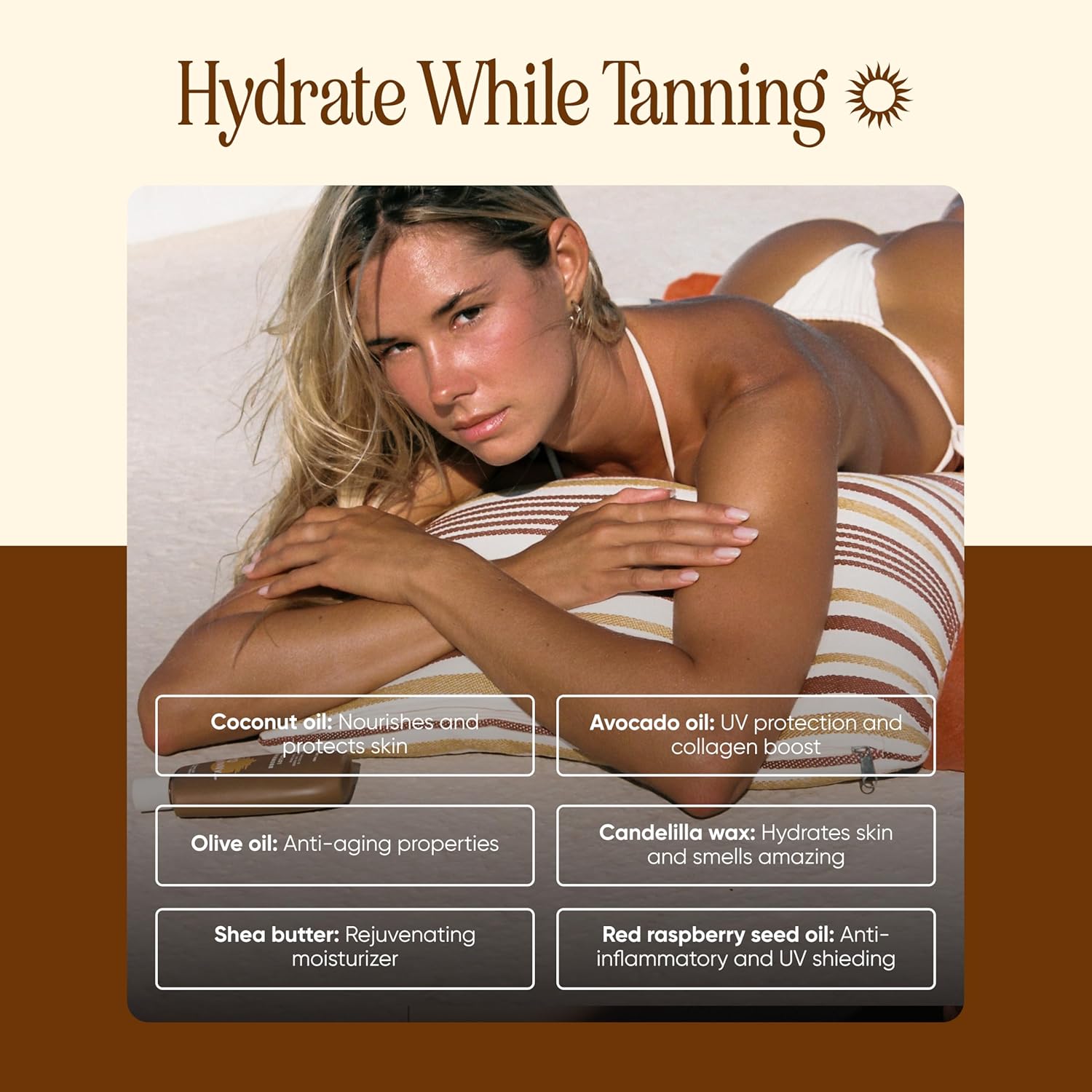 Tanning Club Browning Lotion - Sun Tanning Accelerator with Kukui Nut & Argan Oils - 150 mL