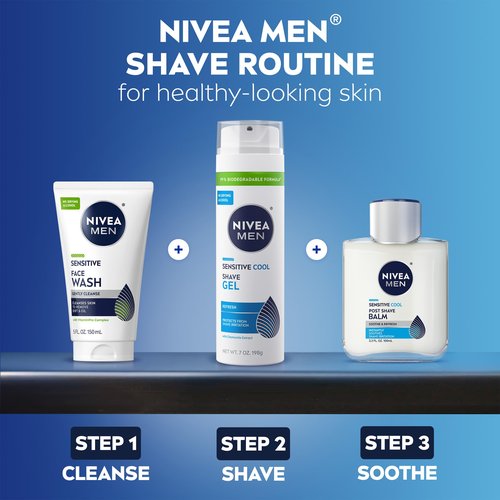 NIVEA MEN Sensitive Cool Post Shave Balm, Enriched with Chamomile and Seaweed Extracts, Alcohol Free After Shave Balm for Men, 3.3 Fl Oz Bottle, Pack of 3
