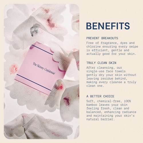 Skinny Confidential Disposable Face Towels - Silky Soft & Highly Absorbent 50 Count - Premium Rayon from Bamboo for Sensitive Skin