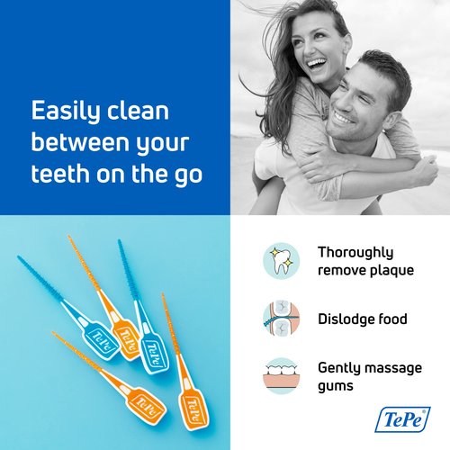 TEPE Dental Floss Picks, Tooth Picks Flossers, Floss Sticks, EasyPicks XS/S, Orange, 60 Pk