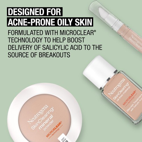 Neutrogena SkinClearing Mineral Acne-Concealing Pressed Powder Compact, Shine-Free & Oil-Absorbing Makeup with Salicylic Acid to Cover, Treat & Prevent Acne Breakouts, Nude 40, .38 oz (Pack of 2)