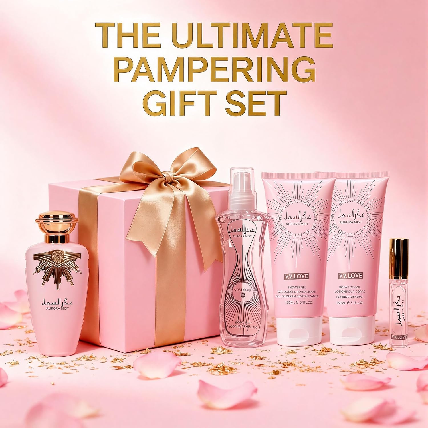 A CENTER Aurora Mist Luxury Perfume Gift Set for Women - Eau de Parfum Spray & Body Care Essentials (5PCS)