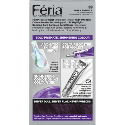 L'Oreal Paris Feria Hair Color - Multi-Faceted Shimmering Permanent Dye, V28 Midnight Violet