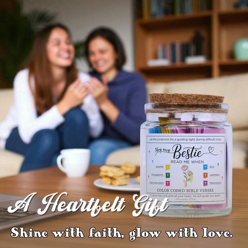 Bible Verse Jar for Best Friend – 92 Scriptures for Encouragement & Love | Christian Friendship Easter Gift for Women | Faith-Based Affirmation Jar | Thoughtful Birthday or Easter Gift for Her
