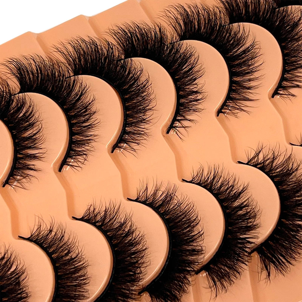 VOCOAK Cat Eye Lashes Mink Wispy Strip Lashes Natural Look Short Fluffy Fox Eye False Eyelashes C Curl Lash Strips Soft Faux Mink Fake Cateye Eyelashes Pack