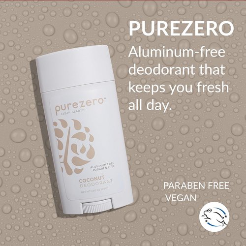 Purezero Deodorant - Coconut Scent | Aluminum & Paraben Free | 24-Hour Odor Protection | Infused with Shea Butter & Coconut Oil (1 Pack)