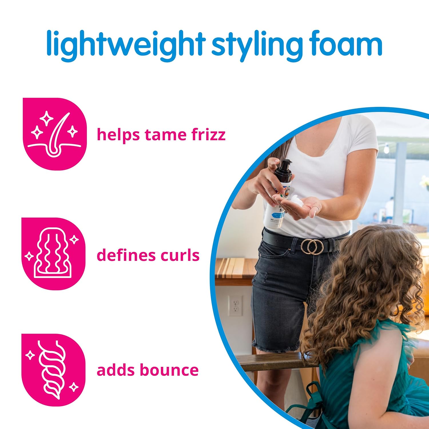 SoCozy Kids Sensitive Styling Foam - Gentle Hold Foam for Straight or Curly Hair | Rosemary Scent (6 fl oz)