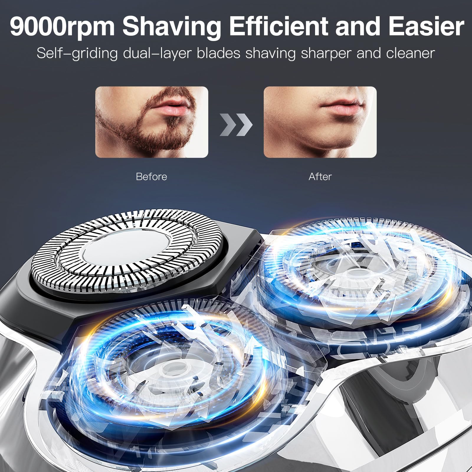 YIRISO Electric Razor for Men, 90Min Long-Lasting Shaver with 4D Floating Head & LCD Display, Ultra Smooth for Sensitive Skin, IPX6 Waterproof, USB-C Fast Charge, with Travel Case - Ideal Gift