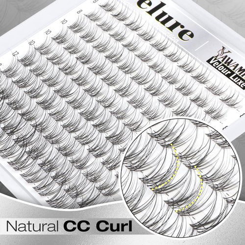 Natural Lash Clusters Velure Eyelash Clusters 8-14mm CC Curl Wispy Cluster Eyelash Extensions Clear Band Individual Lashes Soft Reusable DIY Cluster Lashes Extension for Natural Daily Look by Yawamica