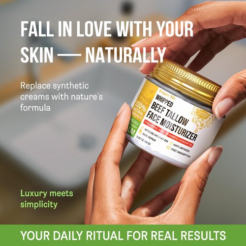 PROJECT 701 Beef Tallow for Face and Skin - Grass Fed Tallow and Honey Balm, Face Moisturizer with Liposomal Hyaluronic Acid - Day and Night Cream for Dry Sensitive Skin, Glass Jar 2.25 oz