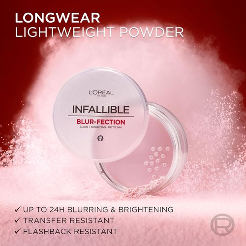 L'Oreal Paris Infallible Blur-Fection Setting Powder - 24HR Longwear Blurring Face Powder, Translucent Light