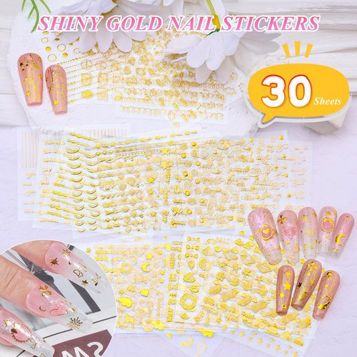 12 Boxes Nail Gems and Charms, Gold Charms for Nails Rhinestones Kit with 30 Sheets Nail Art Stickers Crystals Flatback Pearls Nail Decals Fruit Nail Charms Pearls for Nails Design DIY Accessories
