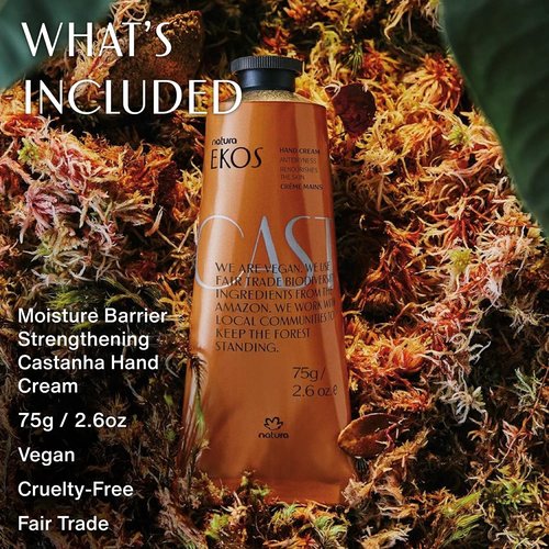 Natura Brazil Nut Hand Cream - 24-Hour Deep Hydration Moisturizer - Vegan Skin Care - 2.6oz (75g)