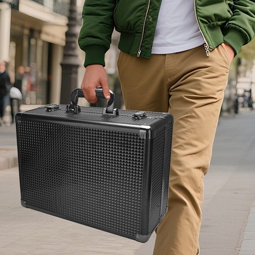 Makuep Train Case,Extra Large See-Through 6 Trays Makeup Box Travel Case Professional Cosmetic Storage for Makeup Artist, Nail Tech, Hairstylists Salon Barber Case (Black)