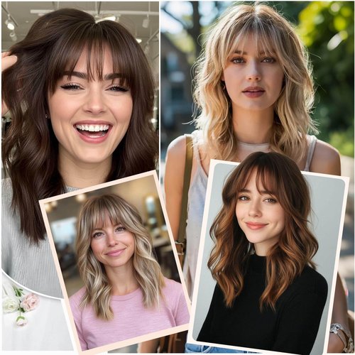 Hair Topper,Wavy Hair Toppers for Women 14inch Natural Looking Hairpiece with Wispy Bangs, Volume Booster Wiglet for Full Coverage, Quick Styling for Party/Date Night/Social/Content Creators