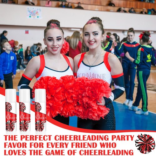 Suttmin 24 Pcs Cheer Lip Balm Bulk Cheer Teams Camp Gifts Pom Pom Leaders Party Favors Gear Lip Balm Valentine's Day Gift for Competitive Party Guest Supplies(Red)