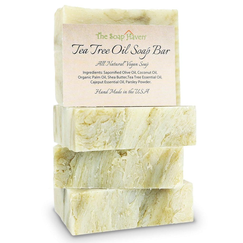 Tea Tree Soap Bar - 4 Natural Tea Tree Oil Bars for Face, Hands & Body | Fights Blemishes & Odor - 4.5 oz Each
