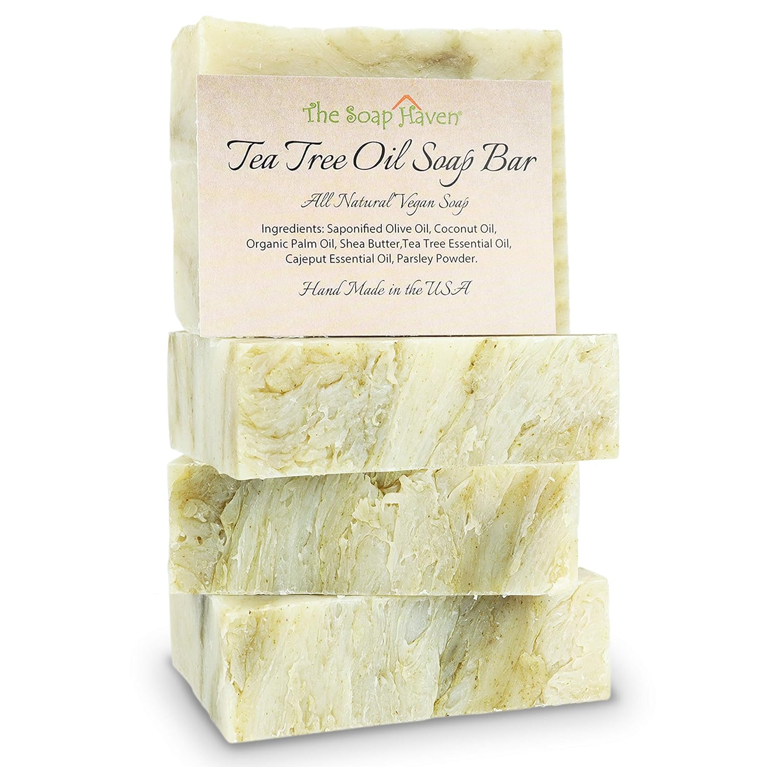 Tea Tree Soap Bar - 4 Natural Tea Tree Oil Bars for Face, Hands & Body | Fights Blemishes & Odor - 4.5 oz Each