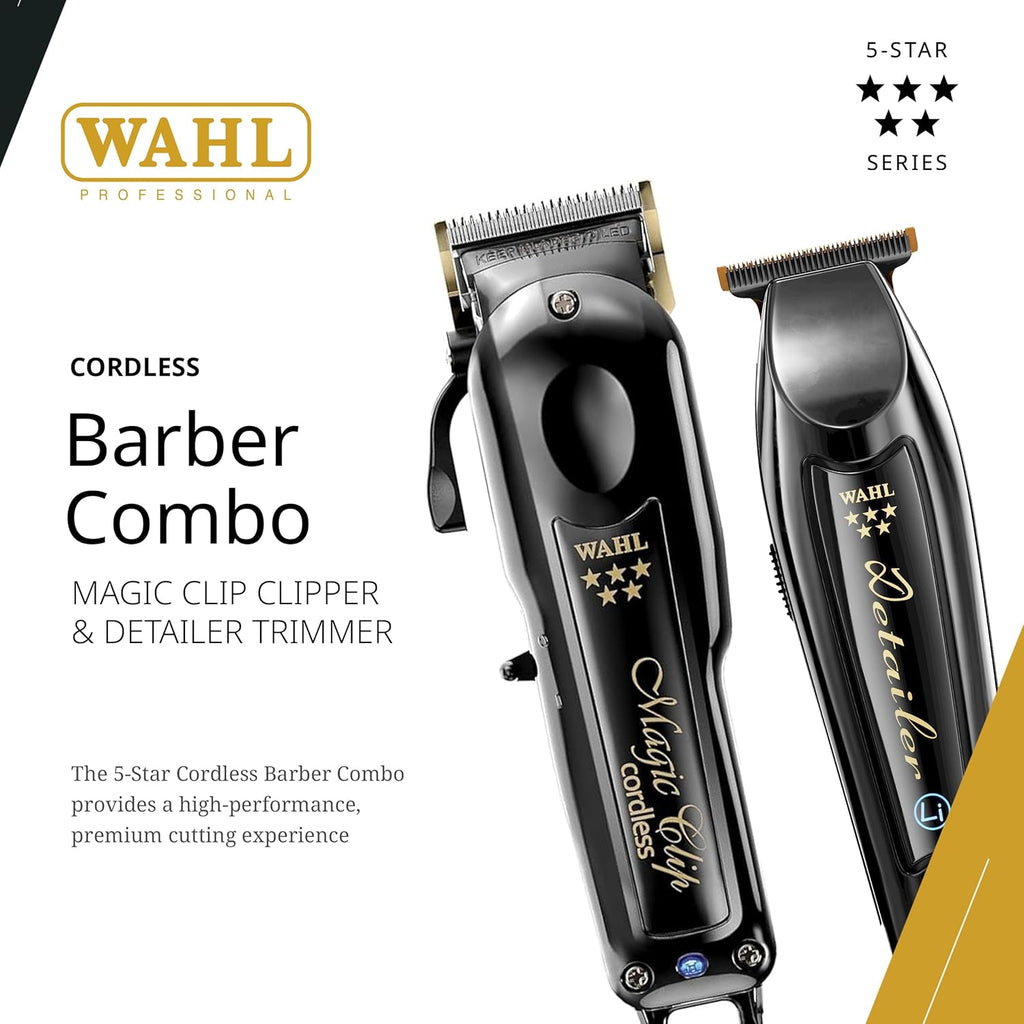 Wahl Professional Cordless Barber Combo - Magic Clip & Detailer Li with 100-Minute Lithium-Ion Battery