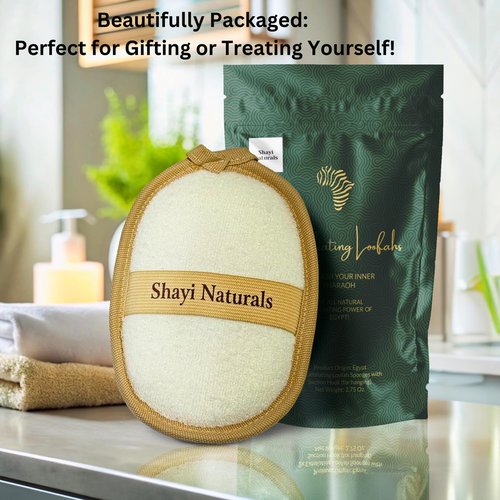 Shayi Natural Loofah Exfoliating Body Scrubber (2 Pack) & Hook to Dry. Loofa/Loofah Sponge as Face and Body Scrubber Exfoliator for Your Daily Shower Loofah Baths. Loofah for Women & Loofah for Men.