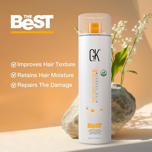 GK HAIR Global Keratin Smoothing Keratin Hair Treatment - Professional Brazilian Blowout | 33.8 Fl Oz (1000ml) for Silky Smooth, Frizz-Free Hair