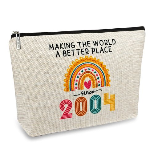 ancpeany 22nd Birthday Gifts for Her Makeup Bag, 2004 Happy 22 Birthday Decorations for Women Her, 22 Year Old Birthday Gifts Ideas for Daughter, Sister, Female, Teenage Girls, Cosmetic Travel Pouch