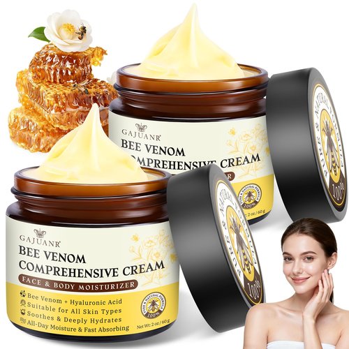 GAJUANR Bee Venom Moisturizing Cream, All-in-One Nourishing Cream with Hyaluronic Acid, Lightweight Texture for Daily Use, 60g * 2PCS