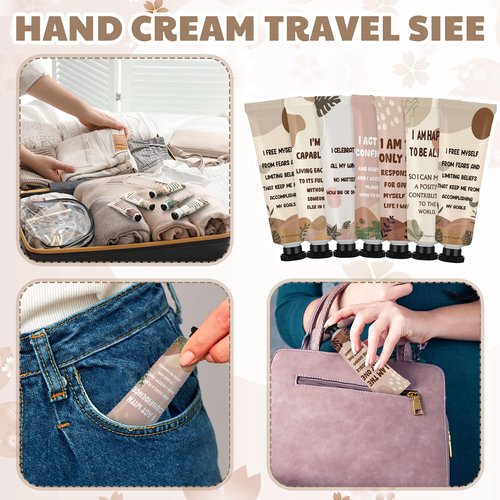 Loopeer 12 Pcs Positive Affirmation Gifts Bulk Hand Cream Gift Set Small Motivational Stress Relief Gift for Coworker Staff Teacher Nurse Women Dry Cracked Hands Travel Size Moisturizing