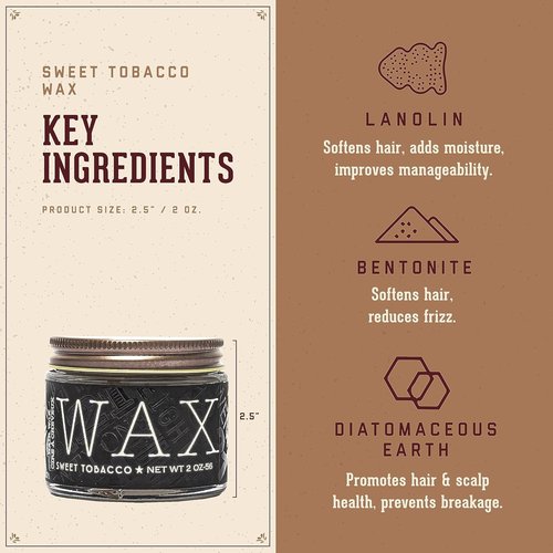 18.21 Man Made Hair Styling Wax - Original Sweet Tobacco Scent | Low Shine Finish, 2oz