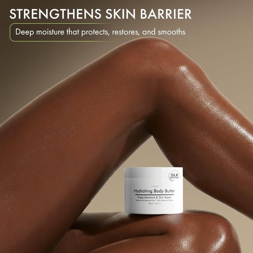 Skiennix Hydrating Silk Peptide Body Butter - Lightweight, Non-Greasy Moisturizer with Aloe Vera & Vitamin E for Sensitive Skin - Deep Nourishment & Hydration