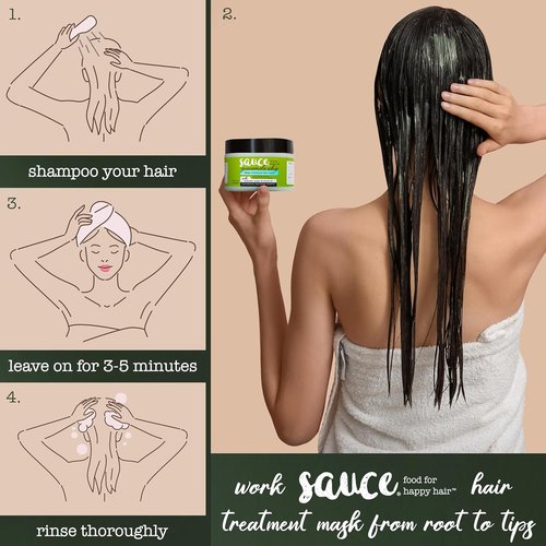 SAUCE BEAUTY Guacamole Whip Hair Mask - Deep Conditioning Treatment with Avocado, Honey & Argan Oil - 12 Fl Oz for Dry, Damaged & Frizzy Hair
