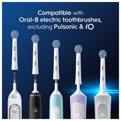 Oral-B Pro Sensitive Clean Electric Toothbrush Replacement Heads, X-Shaped & Extra Soft Bristles for Gentle Brushing & Plaque Removal, Pack of 4 Toothbrush Heads, White