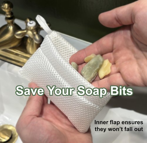 2-Pack Exfoliating Soap Bag Soap Saver Pouch for bar soap, Loofah Bath Scrubber for Bar Soap on a Rope. 2 Different Roughness Levels Gentle + Deep Exfoliator, mesh soap Pocket, soap bar Scrubber