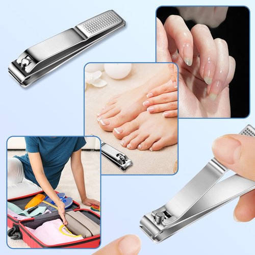 NATZERAT 8-Pack Straight Edge Nail Clippers, Stainless Steel Nail Clippers, Large Bulk Nail Clipper Set for Thick Toe Nails, Portable Travel Fingernail Toenail Clippers for Men Women Adults Seniors