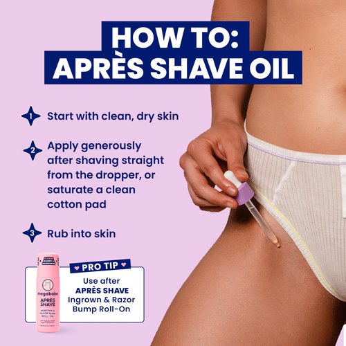 Megababe Après Shave Oil | Soothing After-Shave Oil | with Grapeseed & Jojoba Oils | 2 fl oz