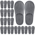 Elcoho 12 Pairs Closed Toe Spa Slippers Reusable Slippers Coral Fleece Washable Disposable Home Slippers for Women Men Guests Hotels House Slippers Housewarming Indoors Bathroom Party Traveling, Grey