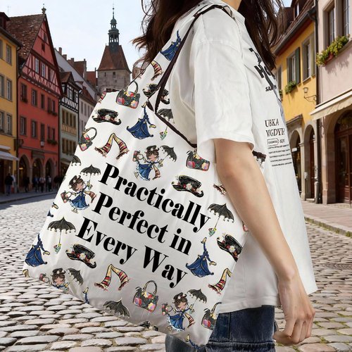 JXGZSO Mary Quote Makeup Bag Zipper Bag Practically Perfect in Every Way Movie Inspired Gift (Practically Perfect In Every Way Folding Shopping Bag)