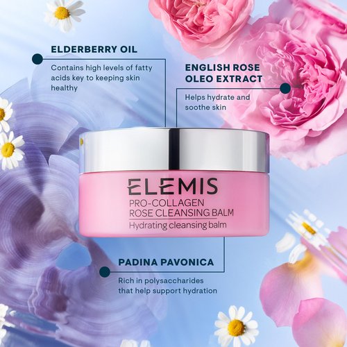 ELEMIS Pro-Collagen Rose Cleansing Balm - 3-in-1 Daily Face Cleanser - Melts Away Waterproof Makeup and Sunscreen - Rose and Elderberry Oil - 100