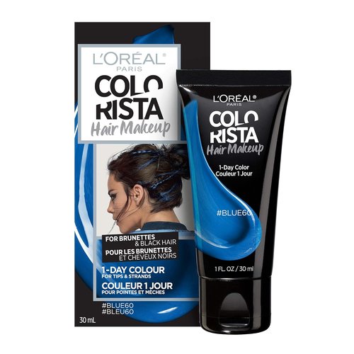 L'Oreal Paris Hair Makeup - Temporary 1-Day Hair Color for Brunettes | Vibrant Blue, 1 Fl Oz