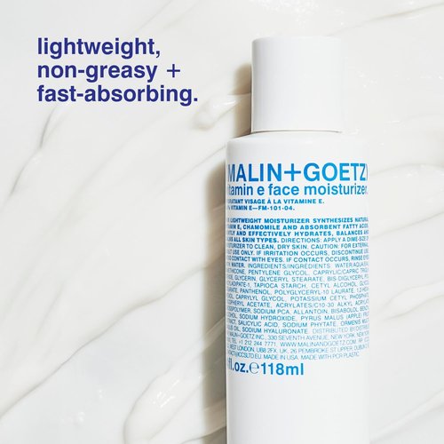 MALIN+GOETZ Vitamin E Face Moisturizer - Lightweight Hydrating Cream for All Skin Types | Fragrance-Free, Vegan | 4 Fl Oz & 8.5 Fl Oz