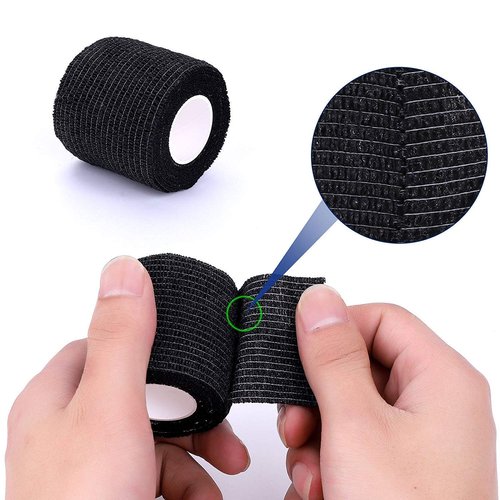 Jconly Tattoo Grip Tape Cover - 24PCS Self Adhesive Bandage Wrap, 2" X 5 Yards Black Athletic Tape,Ankle Tape, Cohesive Bandage Wrap…