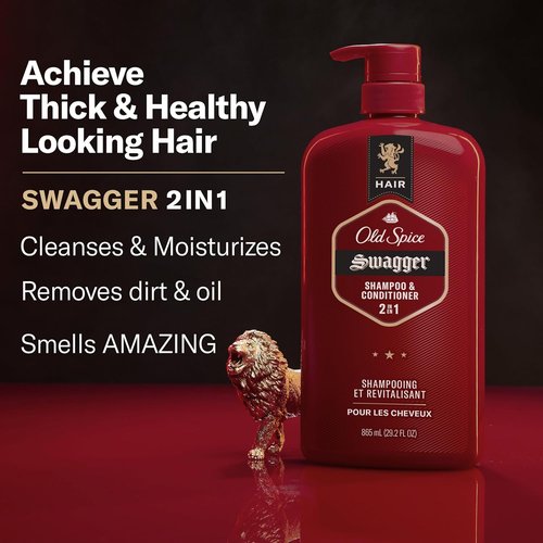Old Spice 2-in-1 Shampoo & Conditioner - Swagger Cedarwood Lime Scent | Healthier, Fuller Hair, 29.2 Fl Oz Twin Pack