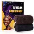 2 Pieces African Net Sponge Authentic, Durable Back Scrubber Washcloth for Shower, Exfoliating Net Sponge for All Skin, Bathing Accessories for Women (2 Pack (Black and Brown))