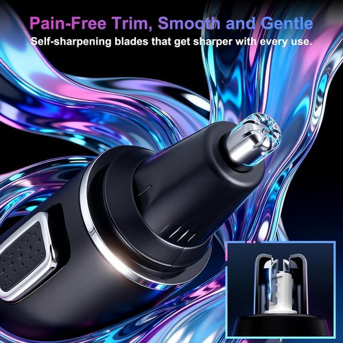 AREYZIN Nose Hair Trimmer for Men,Rechargeable Ear and Nose Trimmer,2 in 1 Painless Professional Eyebrow & Facial Hair Trimmer with IPX7 Waterproof Dual Edge Blades (Black)