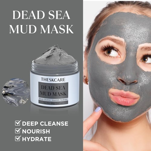 THESKCARE 3 PCS Clay Mask Set, Turmeric Vitamin C Clay Mask, Dead Sea Mud Mask, Green Tea Mask, Facial Mask for Oil Control, Deep Cleaning, and Radiant Skin, 240g, 2.82 OZ each