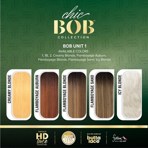 Sensationnel Chicbob Lace Frontwig - Bob Unit 1 Face Framing Glueless Wig Wide 5 Inch Deep Part Synthetic Preplucked Hairline (1 JETBLACK)