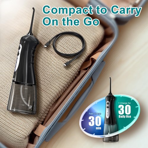 Cordless Water Flosser for Teeth & Gums – Nicefeel 300ml Portable Oral Irrigator, 3 Modes, Fast Charge, IPX7 Waterproof – Home & Travel Dental Care, Tonsil Stones Cleaner