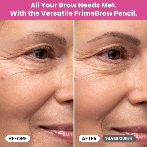 Prime Prometics PrimeBrow Pencil - Ultra-Precise Tip for Natural Hair-Like Strokes | Smudge-Proof & Long-Lasting (Silver Queen)